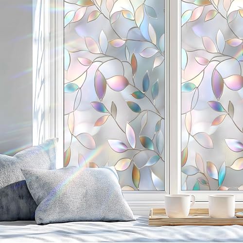 AOHMPT Window Privacy Film Static Cling - Stained Glass Decorative Sun Blocking Window Covering, Non-Adhesive Removable Stickers for Home & Office, 17.5" x 39.3" - Image 1