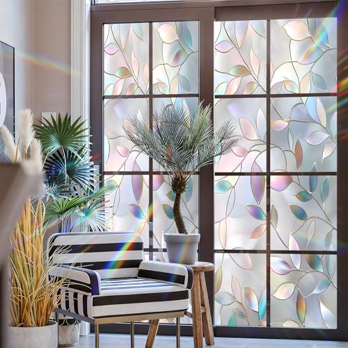 AOHMPT Window Privacy Film Static Cling - Stained Glass Decorative Sun Blocking Window Covering, Non-Adhesive Removable Stickers for Home & Office, 17.5" x 39.3" - Image 3