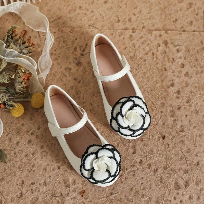 Chanel Style Bow Temperament Princess Shoes Soft-Soled Girls Leather Shoes Velcro All-Match Single-Layer Shoes For Women - Image 2