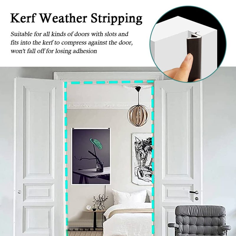 LSGCQ Kerf Weather Stripping Door Seal Strip 26 Ft Q Foam Door Weatherstrip Seal with Slot Card Slot Installation, Easy Cut to Size (Brown) - Image 5