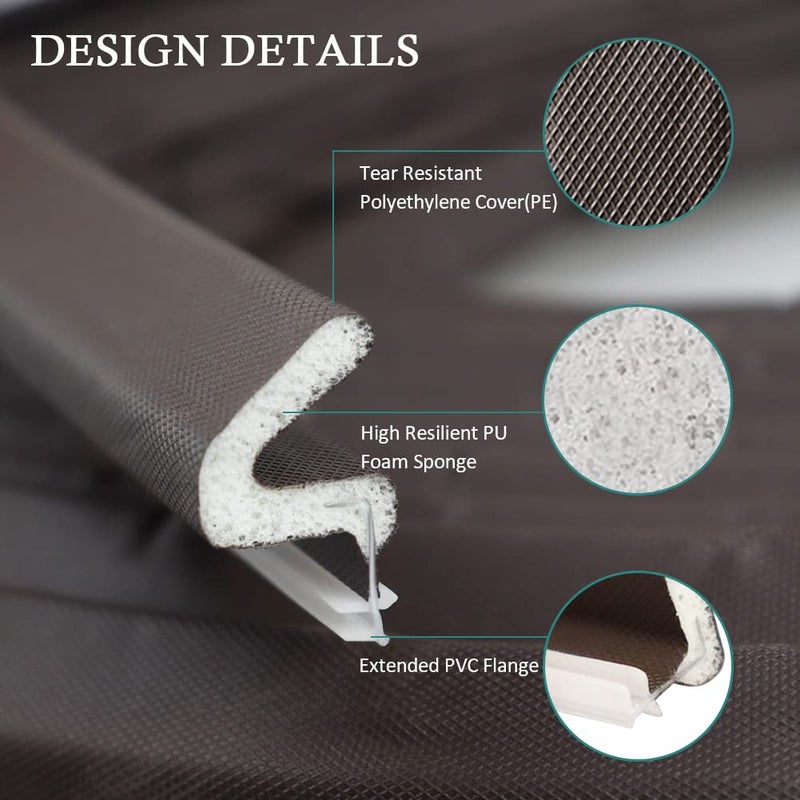 LSGCQ Kerf Weather Stripping Door Seal Strip 26 Ft Q Foam Door Weatherstrip Seal with Slot Card Slot Installation, Easy Cut to Size (Brown) - Image 3