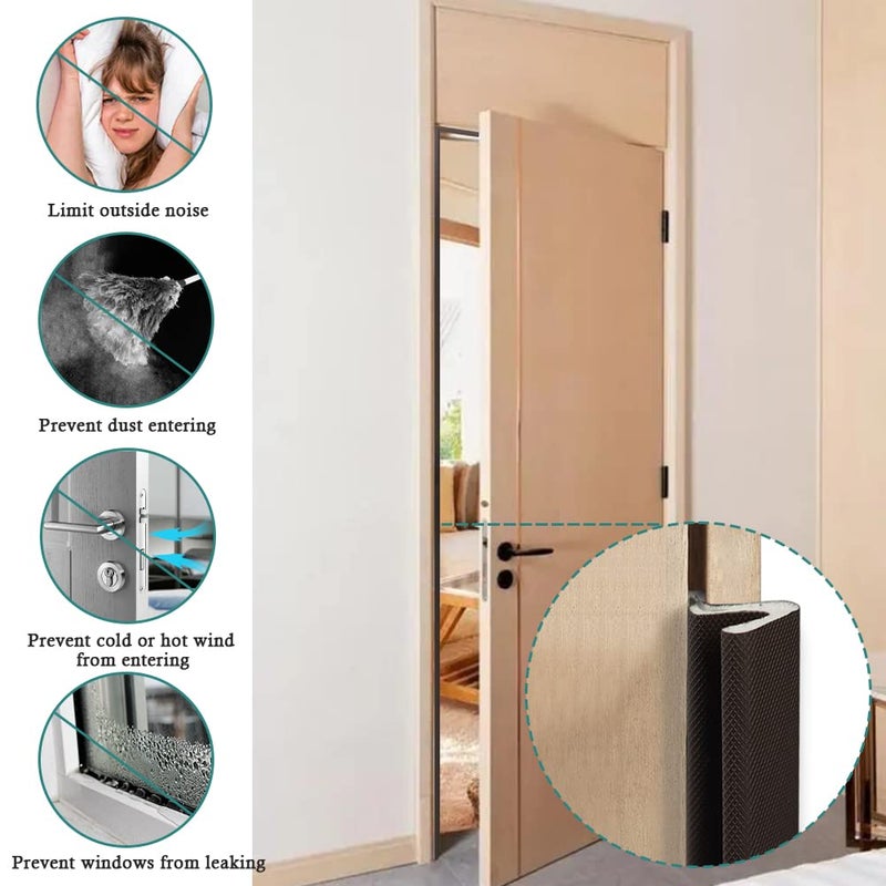 LSGCQ Kerf Weather Stripping Door Seal Strip 26 Ft Q Foam Door Weatherstrip Seal with Slot Card Slot Installation, Easy Cut to Size (Brown) - Image 2