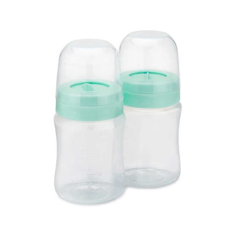 Motif Medical Motif Medical Breast Milk Storage Bottles for Duo Breast Pump Durable Plastic Breastfeeding Essentials wLocking Rings Lids Nipple Caps Breast Milk Container Set of 2 160 ml