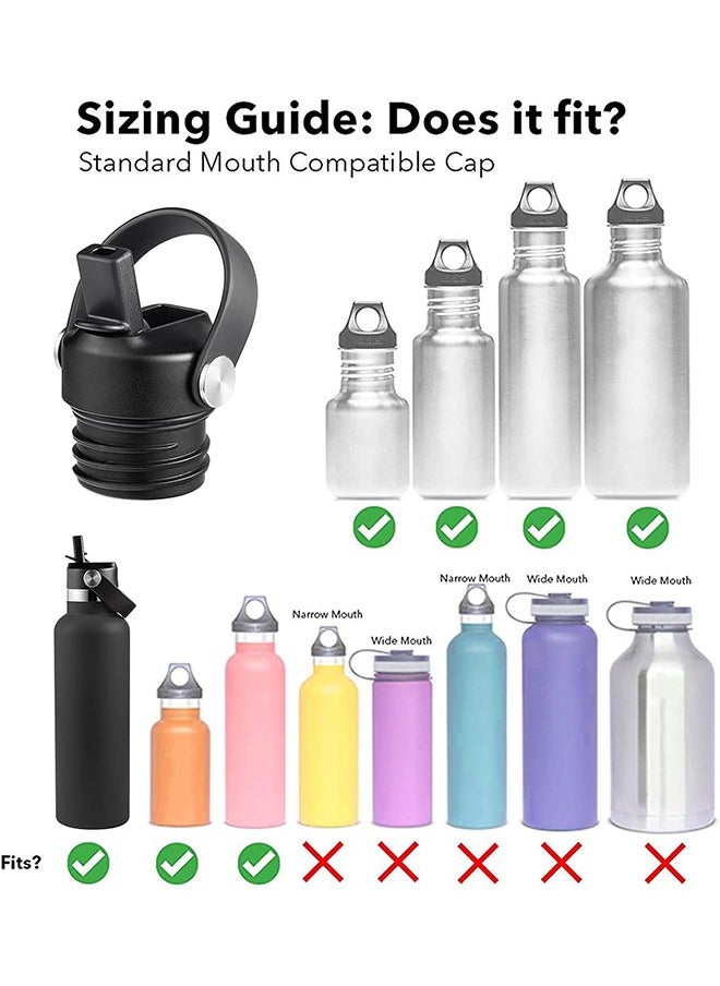 HY - Straw Lid for Hydro Flask Standard Mouth Water Bottle, Lid with Straws and Flexible Handle fits Hydroflask Standard Mouth 12 - 64 oz, Sports Straw Cap Flip Top Replacement Lid - Image 1
