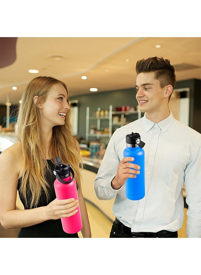 HY - Straw Lid for Hydro Flask Standard Mouth Water Bottle, Lid with Straws and Flexible Handle fits Hydroflask Standard Mouth 12 - 64 oz, Sports Straw Cap Flip Top Replacement Lid - Image 1