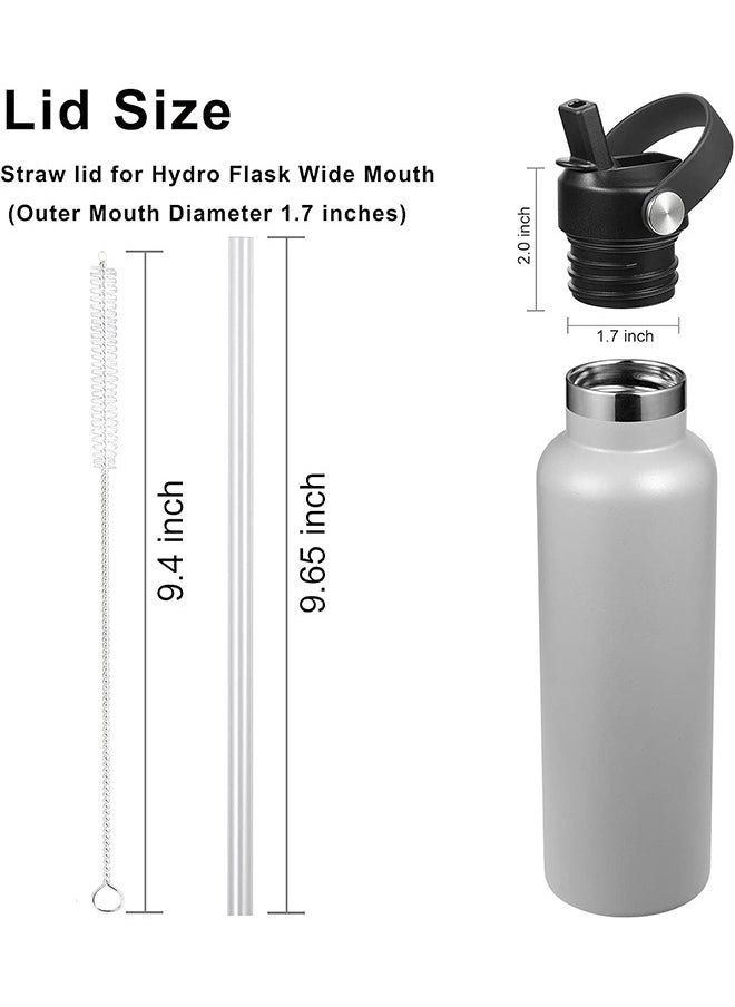 HY - Straw Lid for Hydro Flask Standard Mouth Water Bottle, Lid with Straws and Flexible Handle fits Hydroflask Standard Mouth 12 - 64 oz, Sports Straw Cap Flip Top Replacement Lid - Image 1