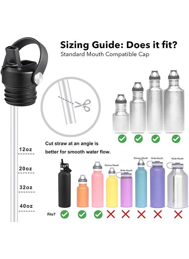 HY - Straw Lid for Hydro Flask Standard Mouth Water Bottle, Lid with Straws and Flexible Handle fits Hydroflask Standard Mouth 12 - 64 oz, Sports Straw Cap Flip Top Replacement Lid - Image 1