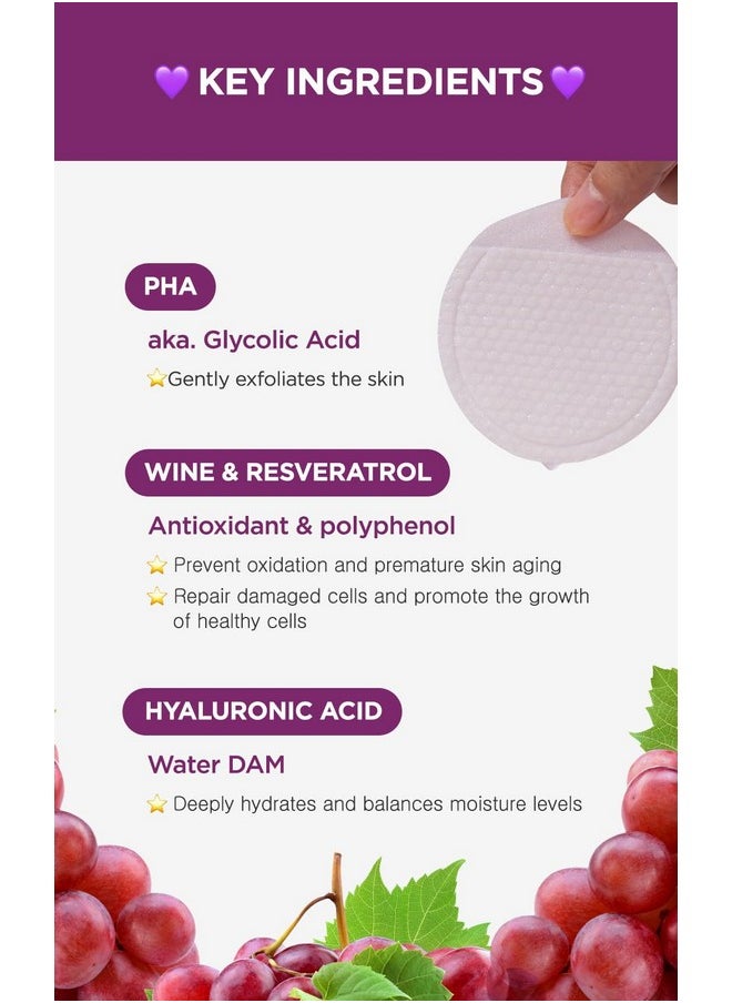 DERMALOGY by NEOGENLAB DERMALOGY by NEOGENLAB Bio-Peel Gauze Peeling Pads (Wine, 30 pads) - Exfoliating & Firming Peeling Pad with PHA & Red Wine & Resveratrol & Acid Hyaluronic - Korean Skin Care  - Image 5