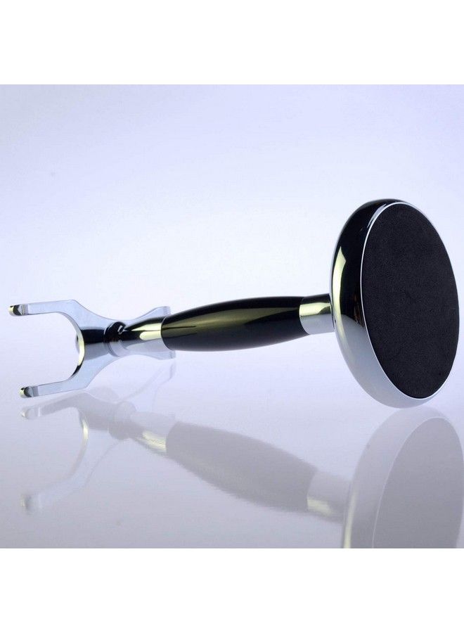 SANWA Deluxe Stainless Steel Shaving Brush Stand Holder For Razor & Brush Extra Wide Openings Weighted Base Black Handle - Image 5