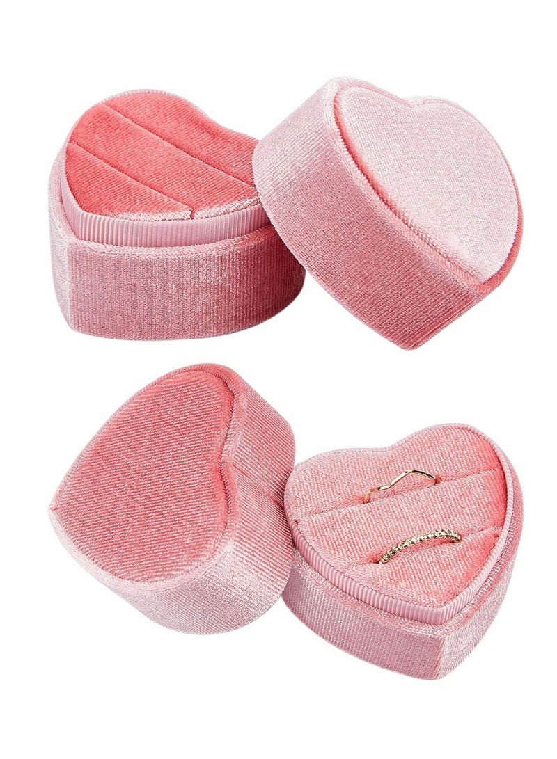 Velvet Ring Box, 2 Pcs Heart Ring Gift Box Jewellery Boxes Earring Jewelry Case for Wedding Engagement Birthday and Anniversary - Image 1