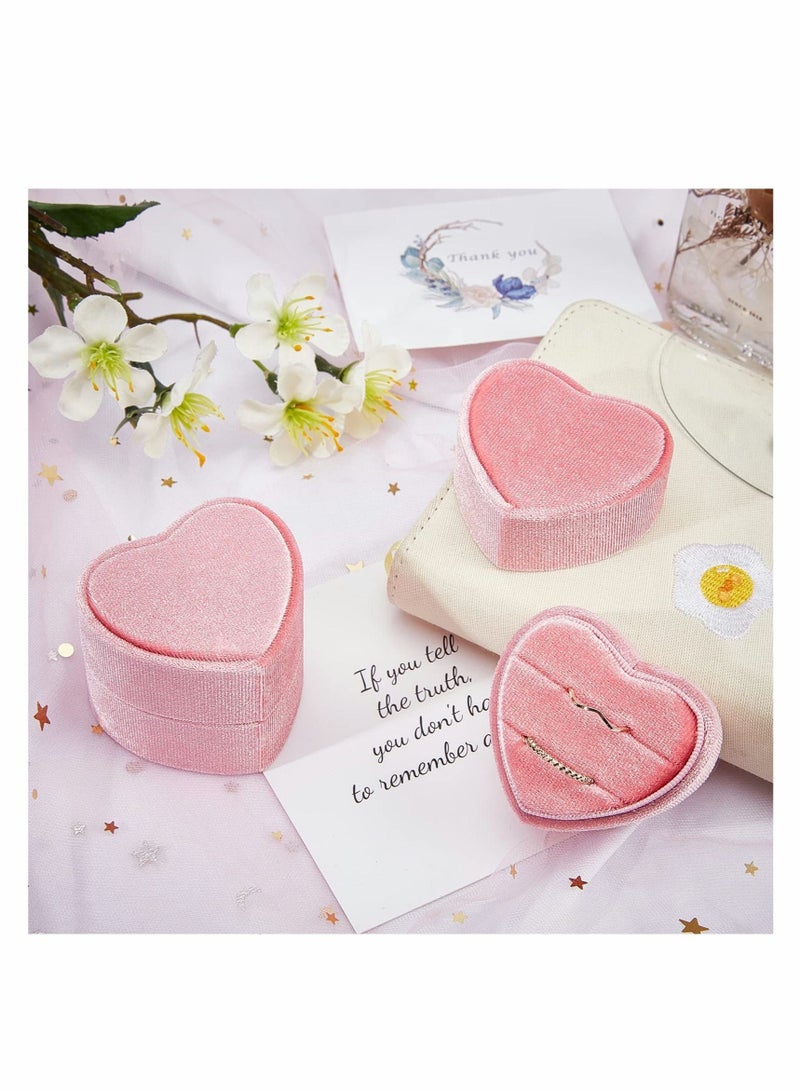 Velvet Ring Box, 2 Pcs Heart Ring Gift Box Jewellery Boxes Earring Jewelry Case for Wedding Engagement Birthday and Anniversary - Image 2