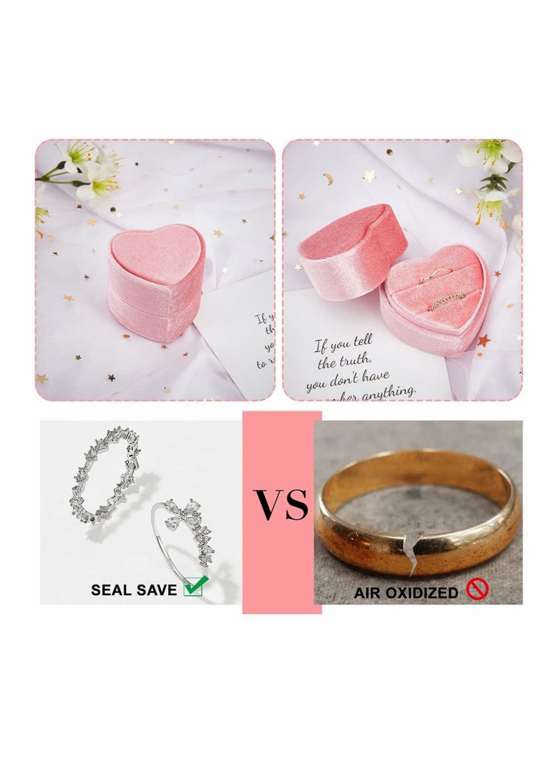 Velvet Ring Box, 2 Pcs Heart Ring Gift Box Jewellery Boxes Earring Jewelry Case for Wedding Engagement Birthday and Anniversary - Image 4