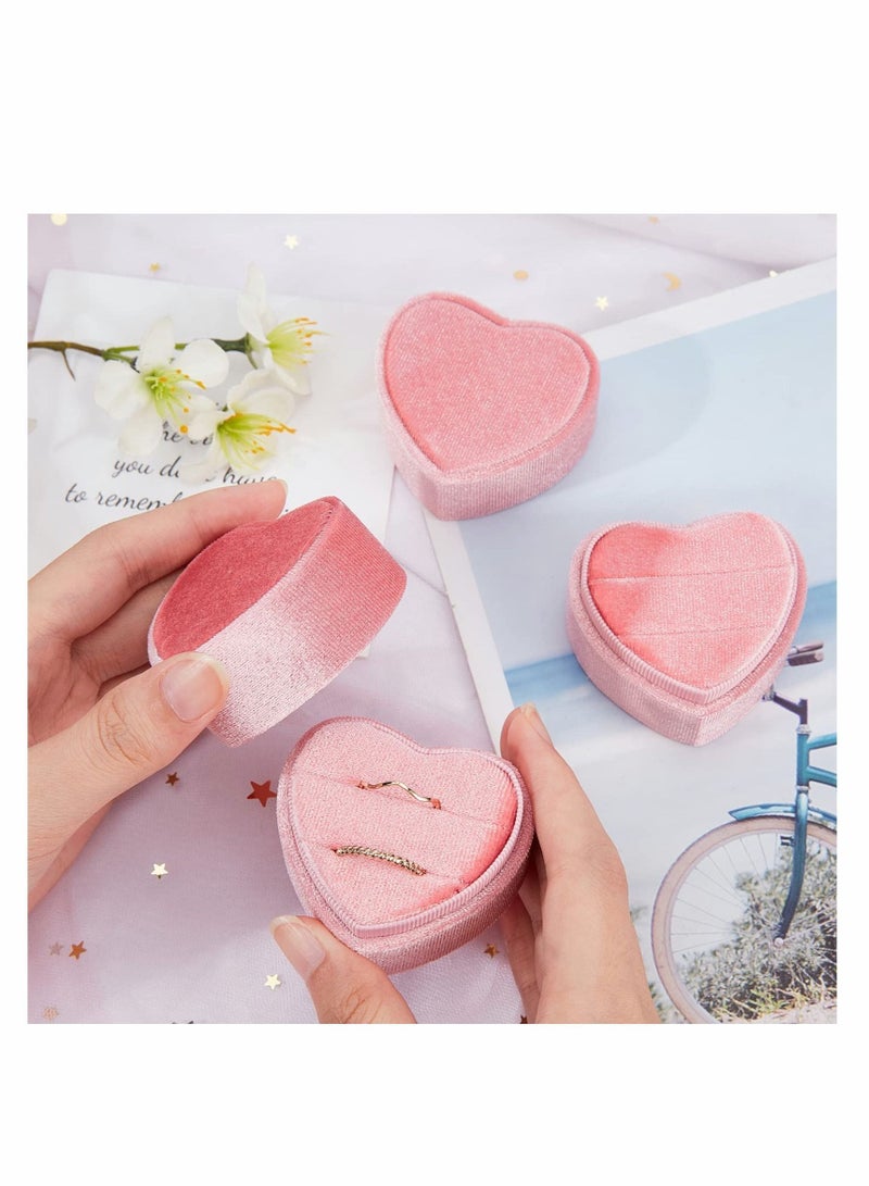Velvet Ring Box, 2 Pcs Heart Ring Gift Box Jewellery Boxes Earring Jewelry Case for Wedding Engagement Birthday and Anniversary - Image 3