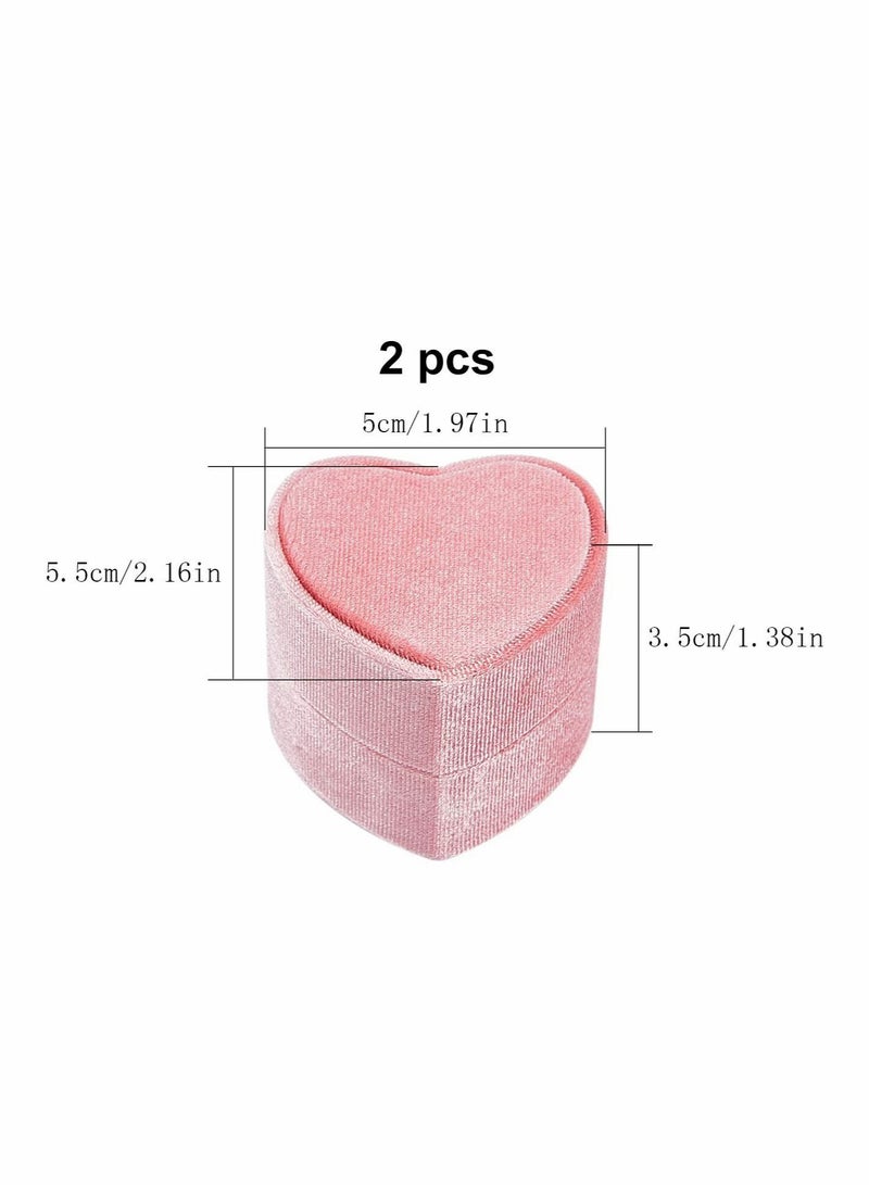 Velvet Ring Box, 2 Pcs Heart Ring Gift Box Jewellery Boxes Earring Jewelry Case for Wedding Engagement Birthday and Anniversary - Image 5