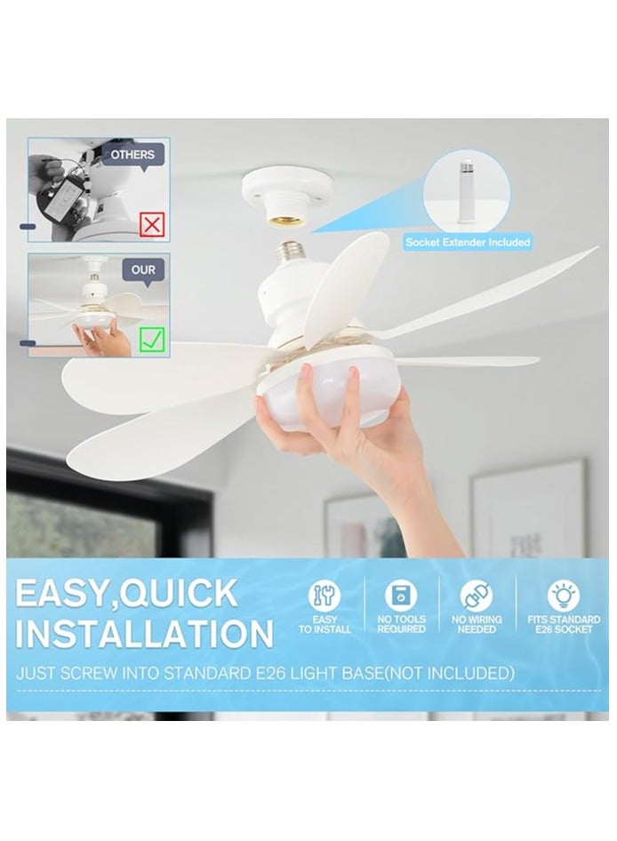 مصباح مروحة سقف مع جهاز تحكم عن بعد، لمبة LED 12 وات، قابلة للتعديل من 3000 إلى 6500 كلفن، مثالية لغرف النوم والمطبخ وغرف الأطفال - مصباح مروحة بمقبس بديل - Image 2