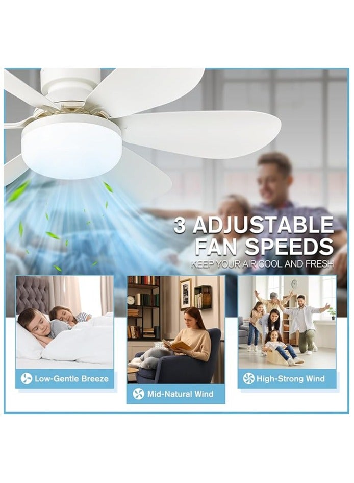 مصباح مروحة سقف مع جهاز تحكم عن بعد، لمبة LED 12 وات، قابلة للتعديل من 3000 إلى 6500 كلفن، مثالية لغرف النوم والمطبخ وغرف الأطفال - مصباح مروحة بمقبس بديل - Image 3