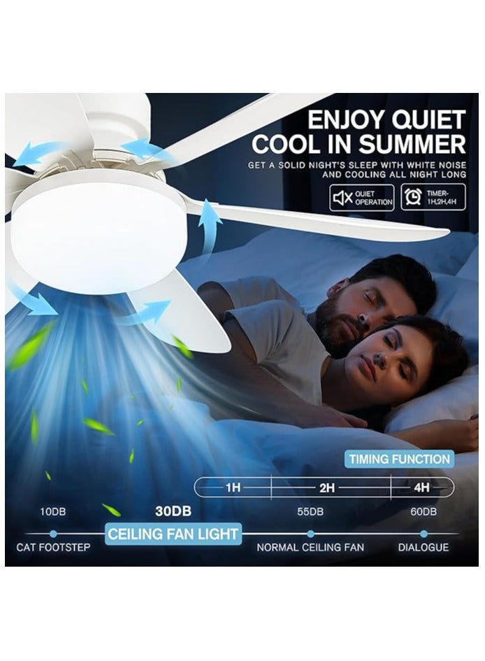 مصباح مروحة سقف مع جهاز تحكم عن بعد، لمبة LED 12 وات، قابلة للتعديل من 3000 إلى 6500 كلفن، مثالية لغرف النوم والمطبخ وغرف الأطفال - مصباح مروحة بمقبس بديل - Image 4