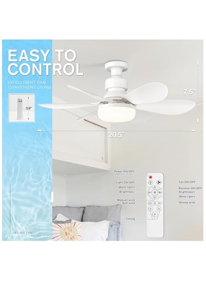 مصباح مروحة سقف مع جهاز تحكم عن بعد، لمبة LED 12 وات، قابلة للتعديل من 3000 إلى 6500 كلفن، مثالية لغرف النوم والمطبخ وغرف الأطفال - مصباح مروحة بمقبس بديل - Image 5