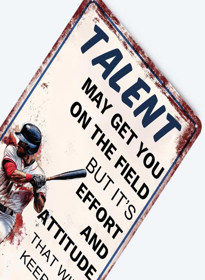 tosles Vintage Baseball Decor Baseball Tin Sign Baseball Poster For Boys Room Baseball Gifts Motivational Quote Posters Baseball Art Wall Decoration - Image 5