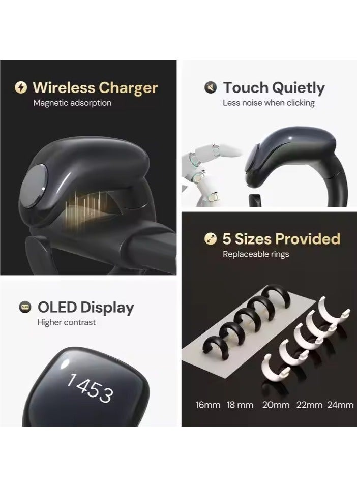 Bukela Tasbih Zikr Smart Praise Ring, Adjustable Praise Ring Finger Counter with 5 Sizes (16/18/20/22/24mm), APP Support Digital Counter Prayer Reminder Rings, Waterproof 4 Digit Finger Counter Zikr Ring for Muslims (Black) - Image 3