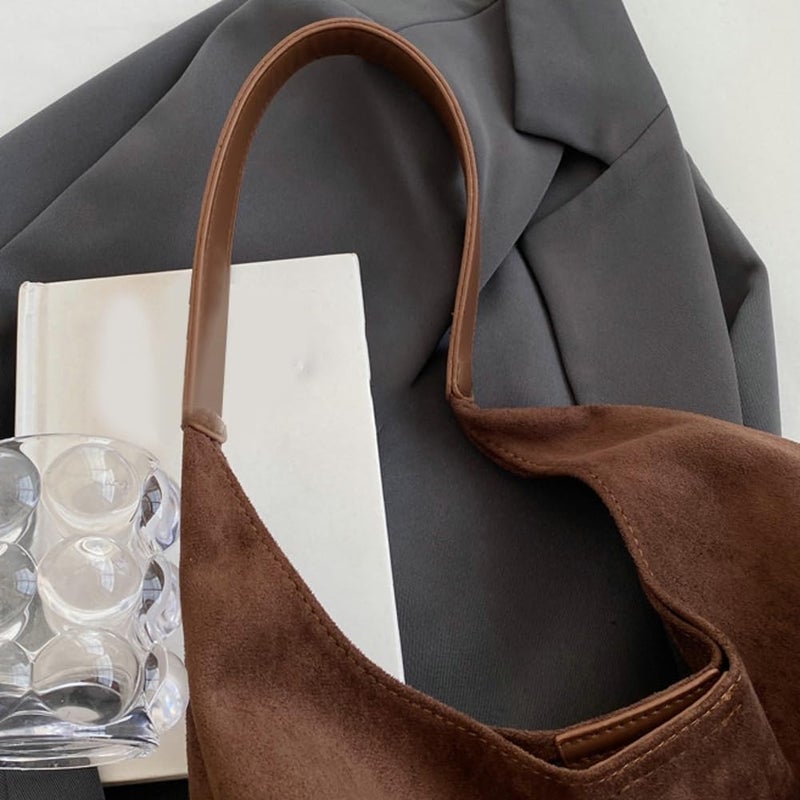 EMGILL Trendy Suede Tote Bags for Women Work Bags Retro Suede Slouchy Bag Travel Handbag Office College Tote Handbag 2025 - Image 2