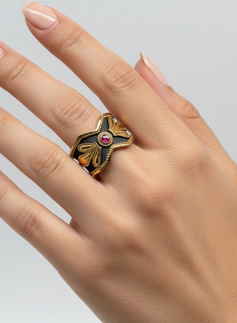 بي تي سي إيلا - خاتم فضة مطلي بالذهب (SIL0549) - Image 1