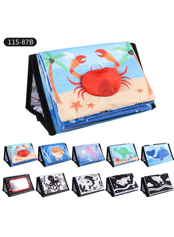 Source 0-3 Years Old Baby Folding Desk Calendar Cloth Book Ha Ha Mirror Cloth Book Toy Animal Color English Cognition-Color:115-87b Marine Animal Model 135g  - Image 1