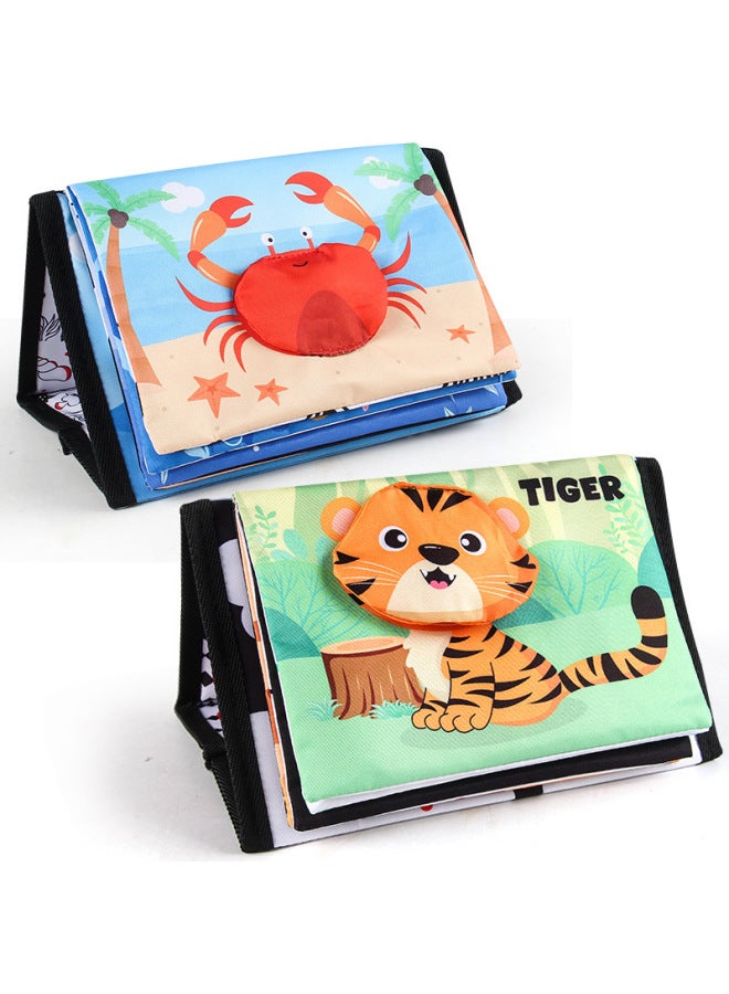 Source 0-3 Years Old Baby Folding Desk Calendar Cloth Book Ha Ha Mirror Cloth Book Toy Animal Color English Cognition-Color:115-87b Marine Animal Model 135g  - Image 3