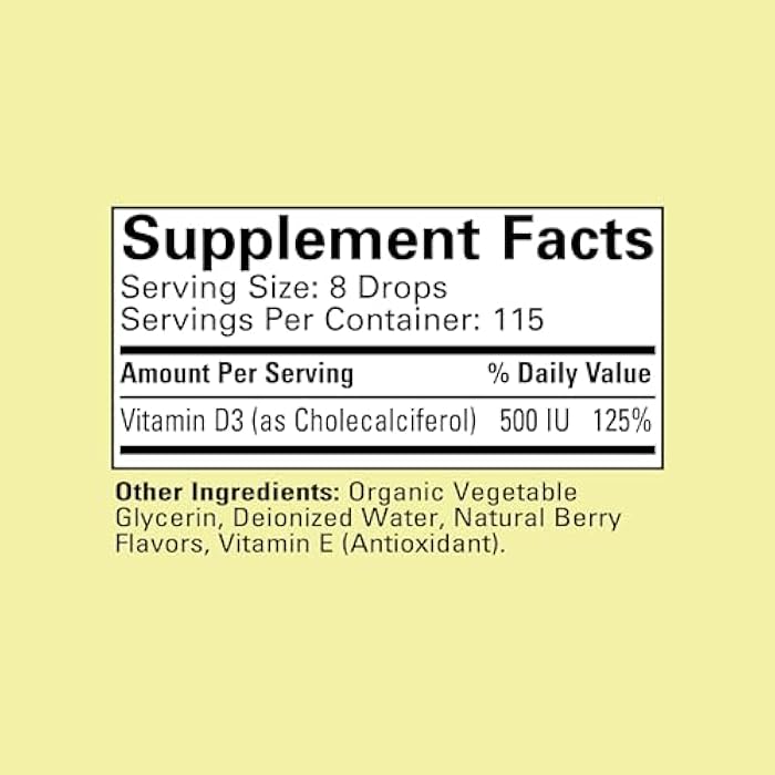 CHILDLIFE Essentials Vitamin D3 Drops for Kids, Children, & Toddlers - Liquid Vitamin D Drops, 500 IU per Drop, Immune & Bone Health Support, Natural Berry - 1 Fl Oz (Pack of 2) - Image 2