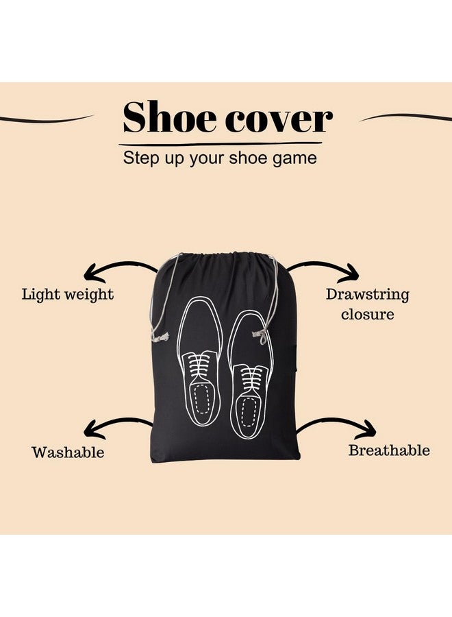 IVILLAGE IVILLAGE Premium Reusable and Washable 100% Pure Cotton Fabric Shoe Covers/Bags with Drawstring Closure|Handcrafted Doodle Collection|Ideal for Travel, Home and Storage|Pack of 6|Multicolor|Male - Image 2