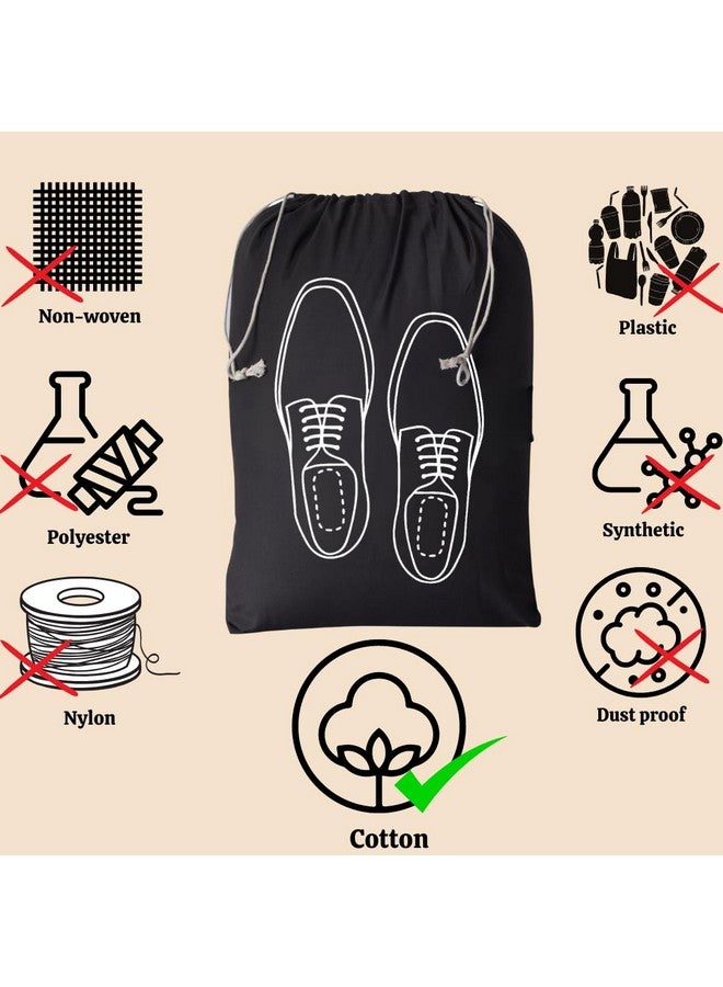 IVILLAGE IVILLAGE Premium Reusable and Washable 100% Pure Cotton Fabric Shoe Covers/Bags with Drawstring Closure|Handcrafted Doodle Collection|Ideal for Travel, Home and Storage|Pack of 6|Multicolor|Male - Image 4