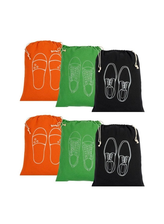 IVILLAGE IVILLAGE Premium Reusable and Washable 100% Pure Cotton Fabric Shoe Covers/Bags with Drawstring Closure|Handcrafted Doodle Collection|Ideal for Travel, Home and Storage|Pack of 6|Multicolor|Male - Image 1