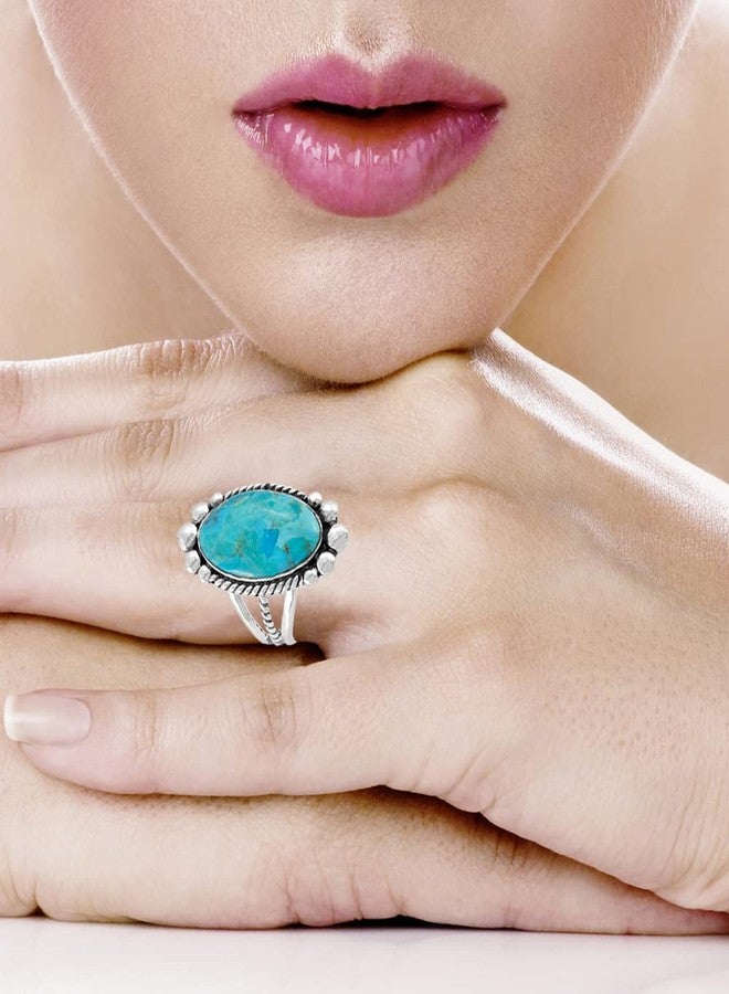 Turquoise Network Turquoise Ring Sterling Silver 925 Genuine Gemstones Size 6 to 11 (Turquoise) (6) - Image 2