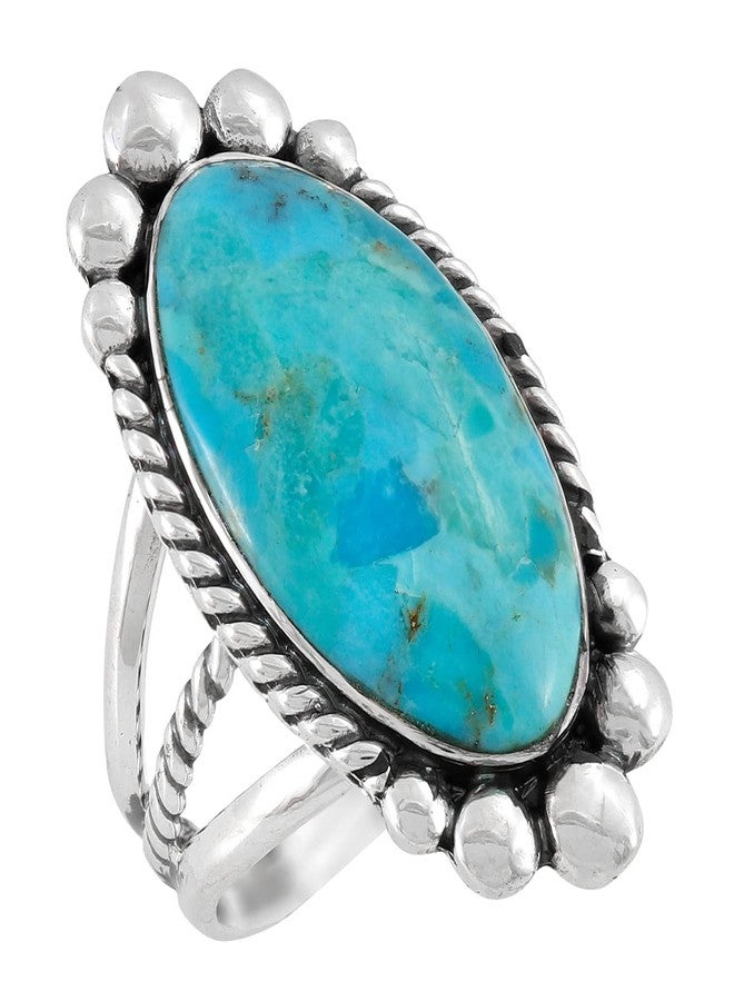 Turquoise Network Turquoise Ring Sterling Silver 925 Genuine Gemstones Size 6 to 11 (Turquoise) (6) - Image 1