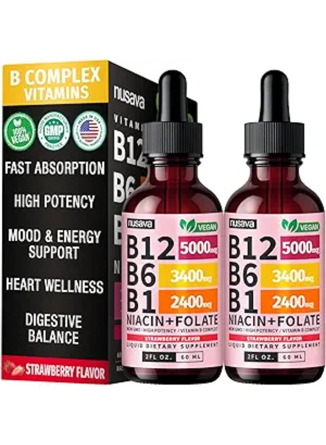 (2 Pack) Vitamin B12 and B6 Liquid Drops