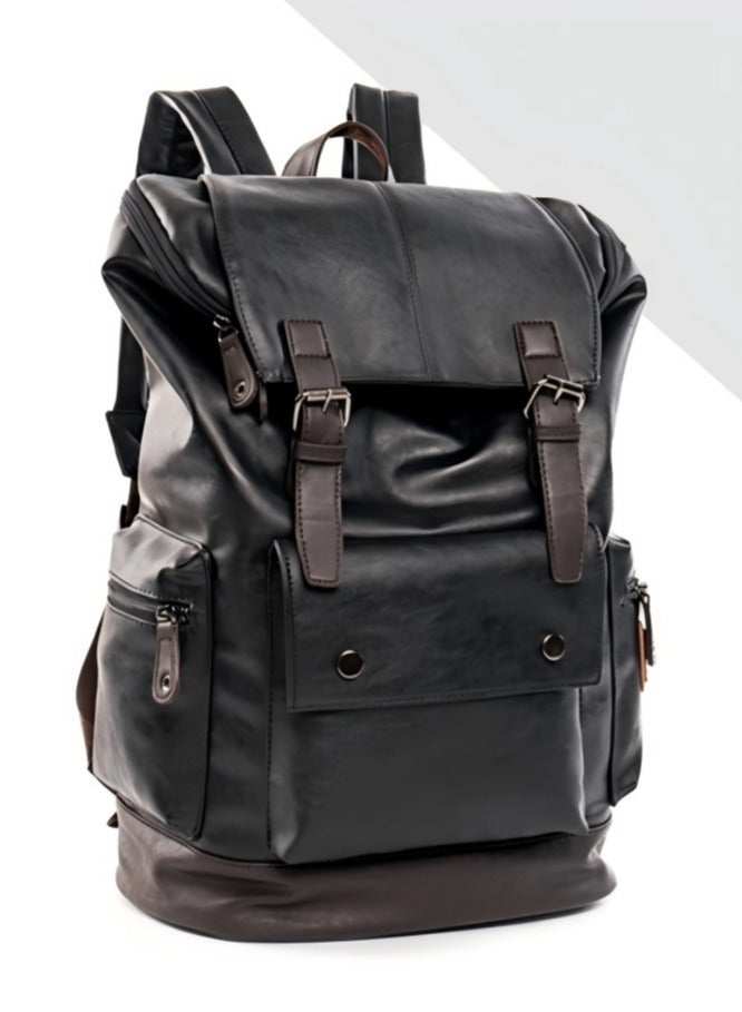 TOVELE5 Tovele 5 Stylish Large Capacity PU Leather High-Quality Black Backpack  - Image 1