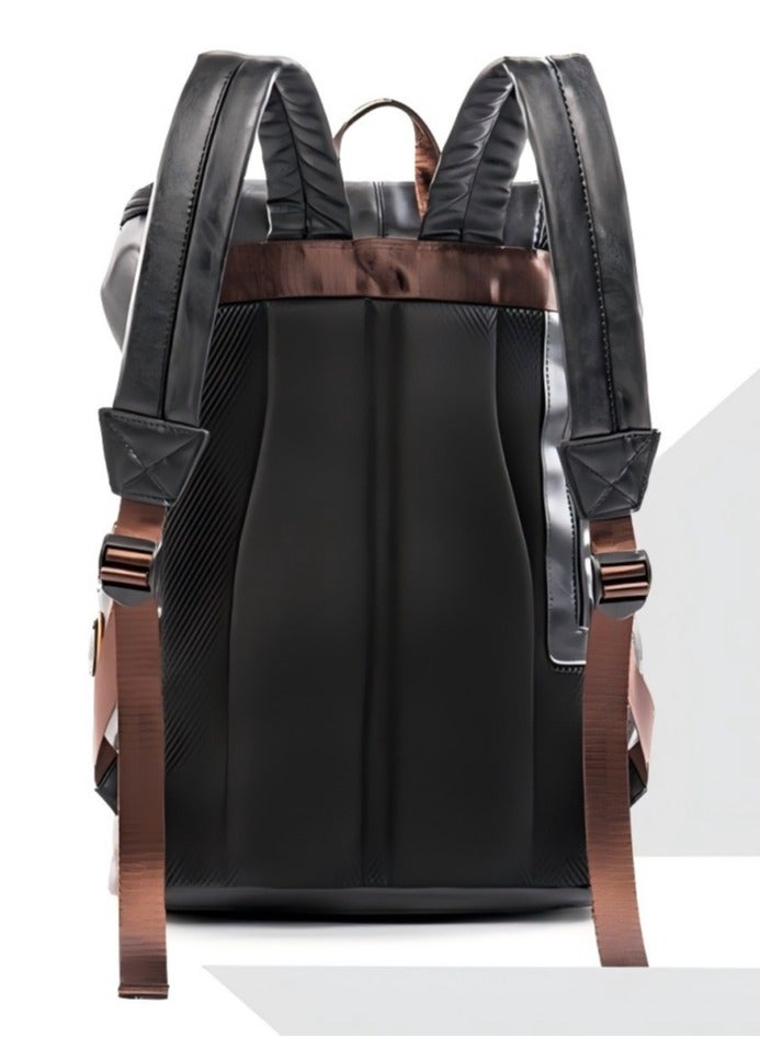 TOVELE5 Tovele 5 Stylish Large Capacity PU Leather High-Quality Black Backpack  - Image 2