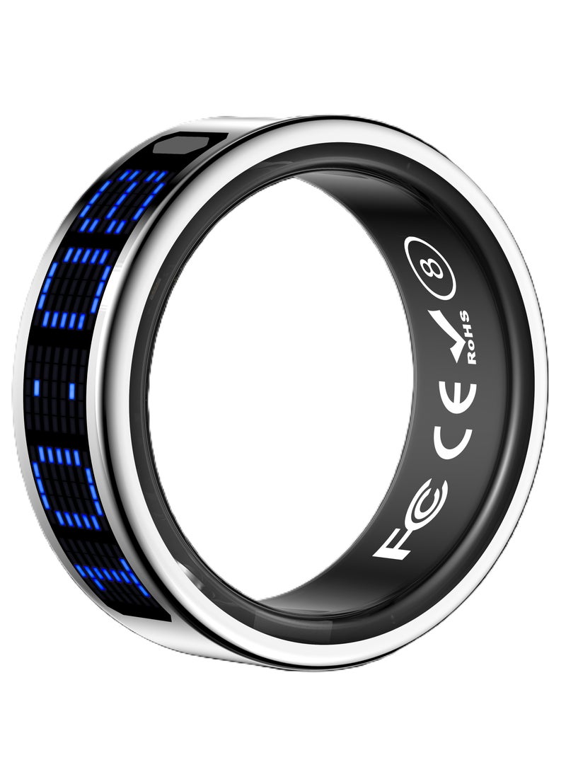 general Smart Ring SR16 for Heart Rate Monitoring, Blood Oxygen Monitoring, Sleep Monitoring, Motion Detection, Multi-Functional Display, All-Weather Protect Your Health with Caller ID reminder, IP68 Waterproof, Silver No.9, Internal Diameter: 19mm, Perimeter: 59.6mm - Image 1