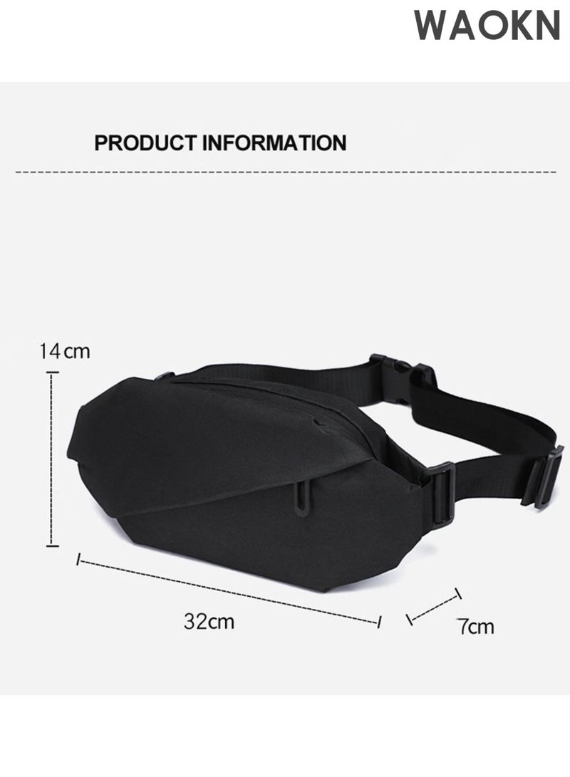WAOKN Women and Men's Shoulder Bag , Casual Sports Fashion Women's and Men's , Running Waist Bag Crossbody Waist Bag with Adjustable Shoulder Strap Backpack ,Wear resistant and dirt resistant ,unisex , Black , 32*7*14cm. - Image 2