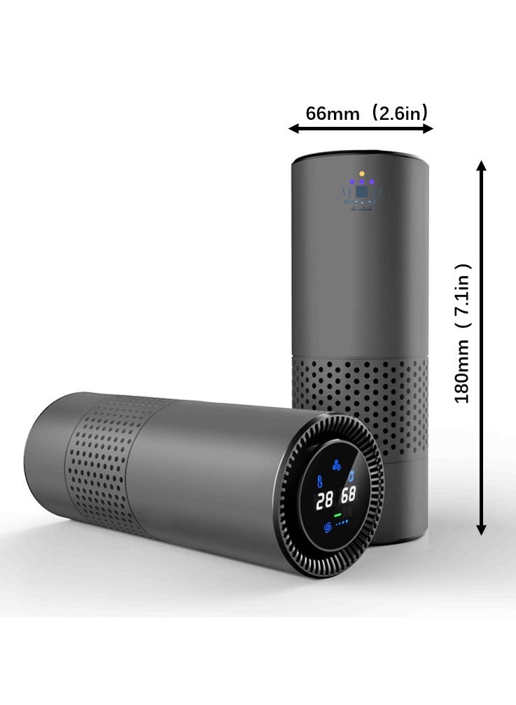 Kinnexa Tech Smart Car Air Purifier with HEPA Filter, Gesture Control, Real-Time Air Quality & Temp/Humidity Display, 20M Negative Ions, Type-C Fast Charge for Car, Office, Bedroom - Image 1