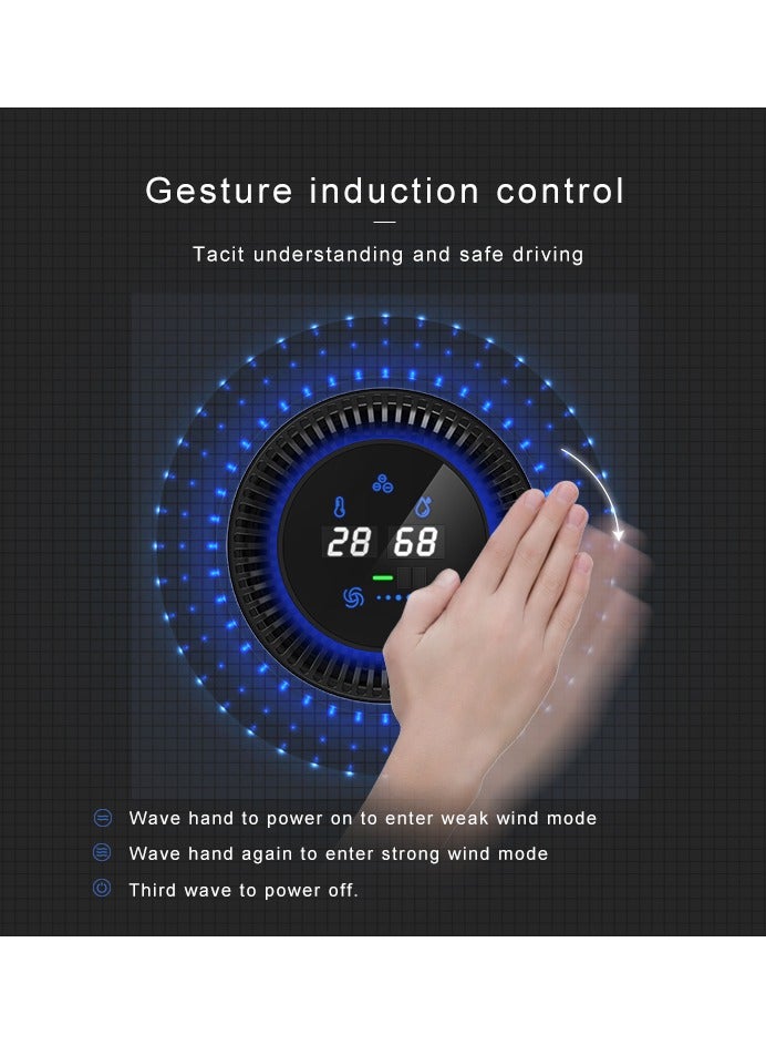 Kinnexa Tech Smart Car Air Purifier with HEPA Filter, Gesture Control, Real-Time Air Quality & Temp/Humidity Display, 20M Negative Ions, Type-C Fast Charge for Car, Office, Bedroom - Image 3