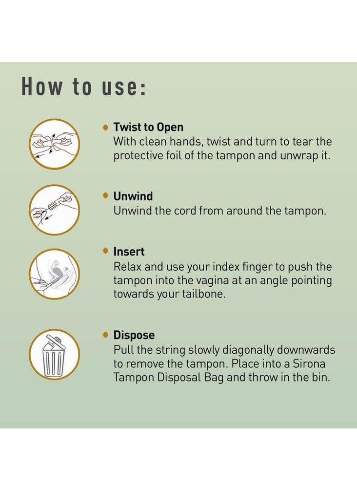 Sirona Non Applicator Tampons for Heavy Flow - 20 Tampons