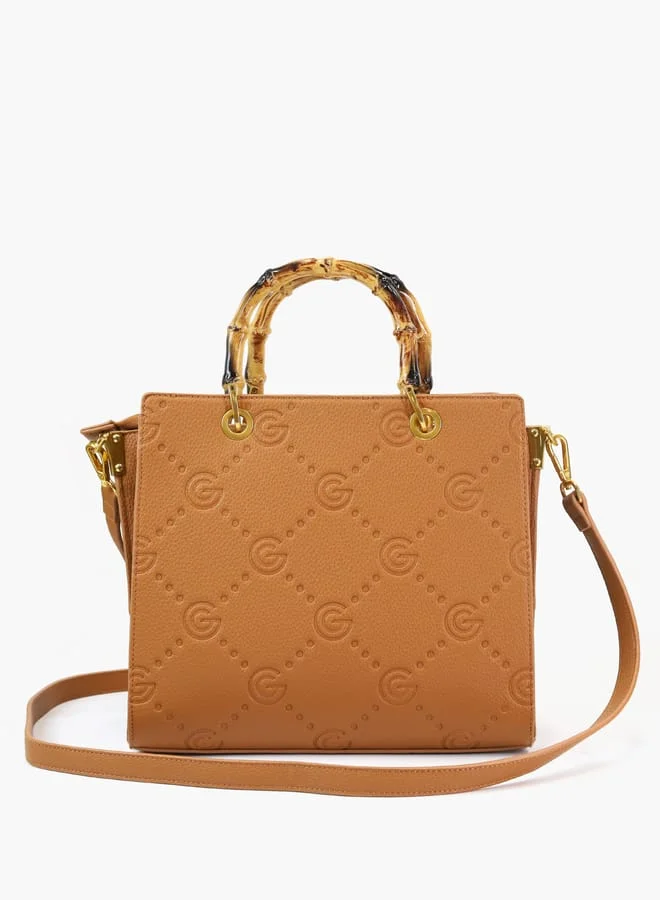 Gabriella Gucci Gabriella Gucci Monogram Embossed Tote Bag with Top Handle and Zip Closure