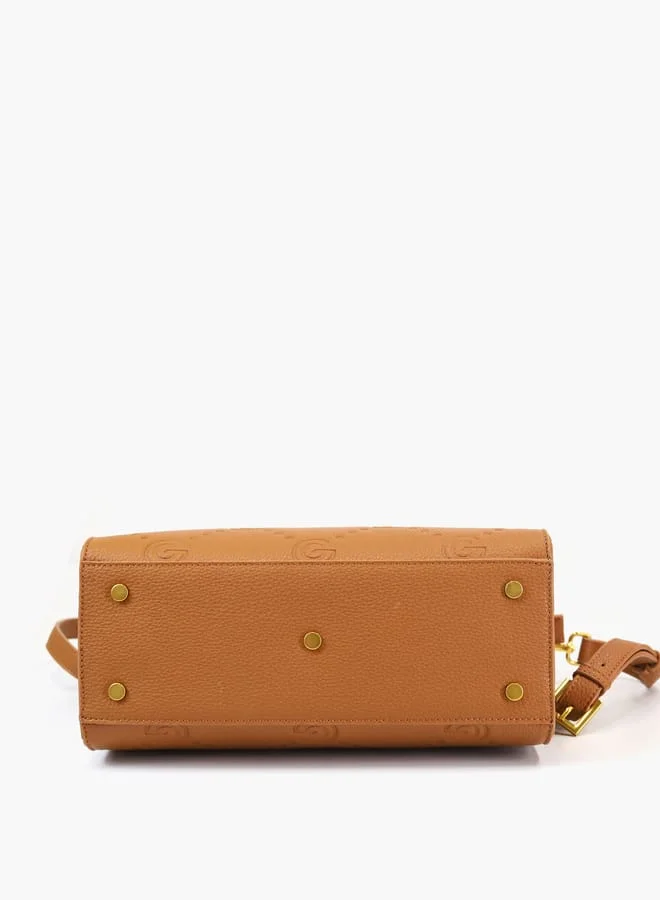 Gabriella Gucci Gabriella Gucci Monogram Embossed Tote Bag with Top Handle and Zip Closure