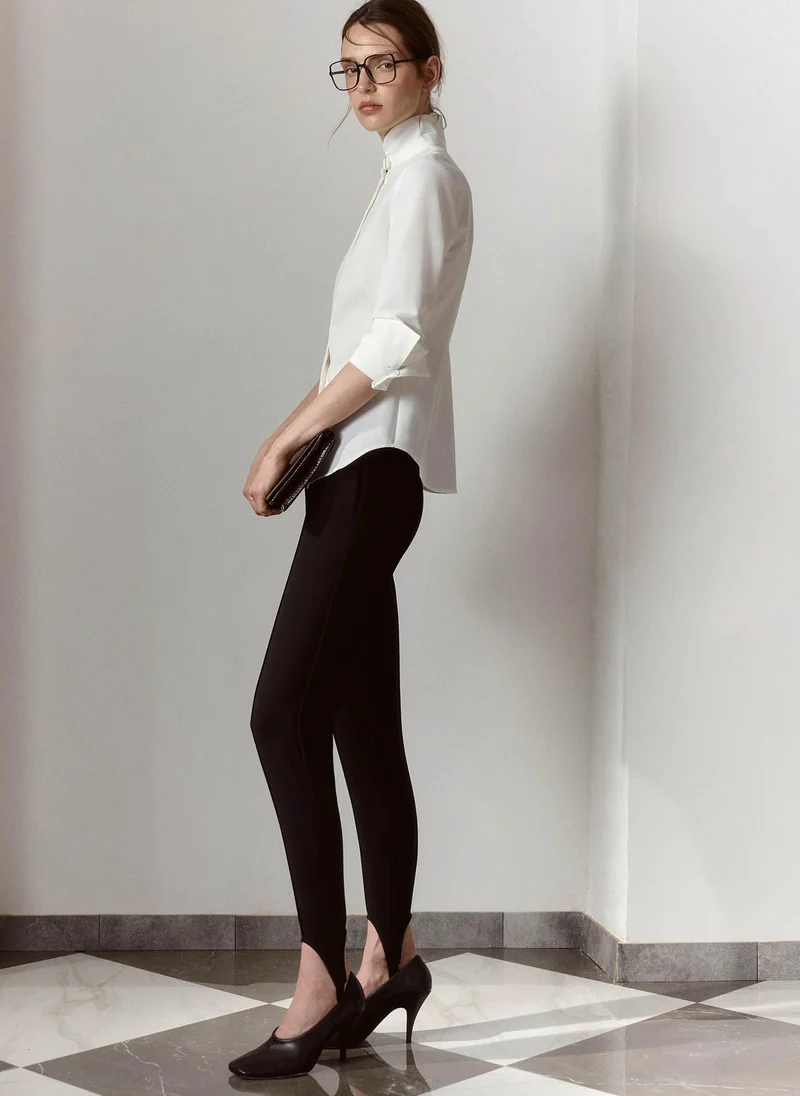 Lichi  Viscose shirt with a high collar and neck fastening for Women | Best Price UAE