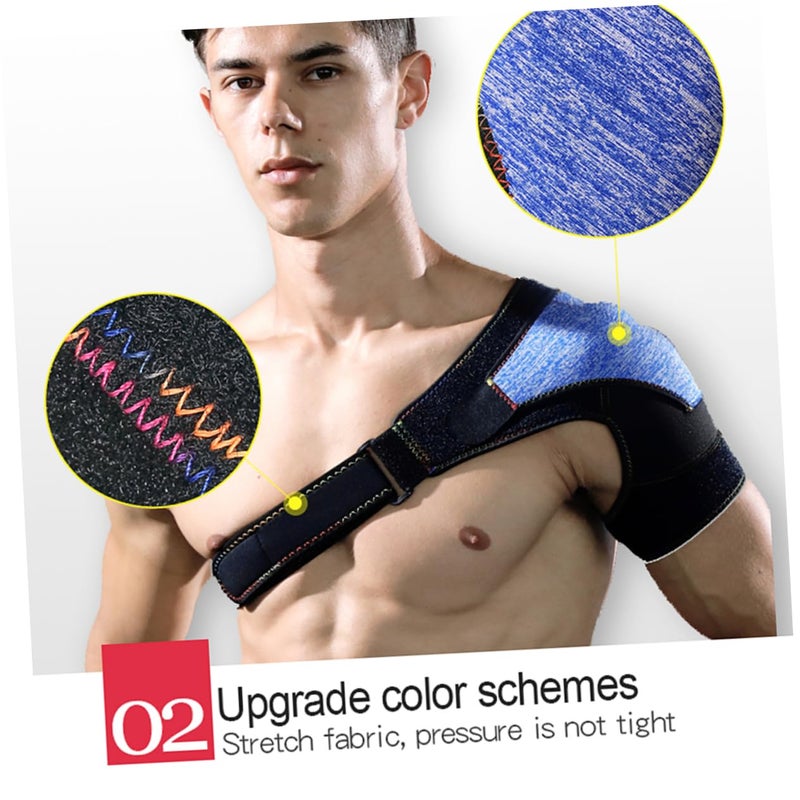 Adjustable Shoulder Support Pad Breathable Non Slip Pain Relief Strap For Sports Blue - Image 5