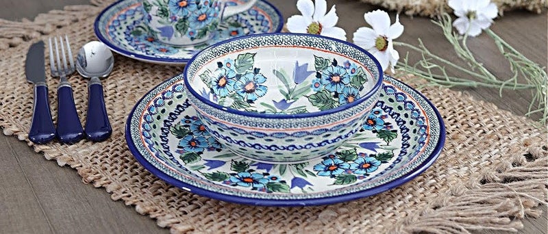 Blue Rose Pottery Blue Rose Polish Pottery Ballina Dinner Plate - Image 2