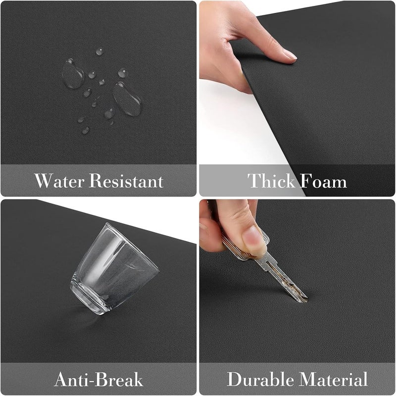 HappyTrends 2 PCS Kitchen Mat Cushioned Anti-Fatigue Floor Mat, Heavy Duty Ergonomic Comfort Foam Standing Mat, Waterproof Non-Slip Kitchen Rugs for Home, Office, Laundry,Black - Image 4