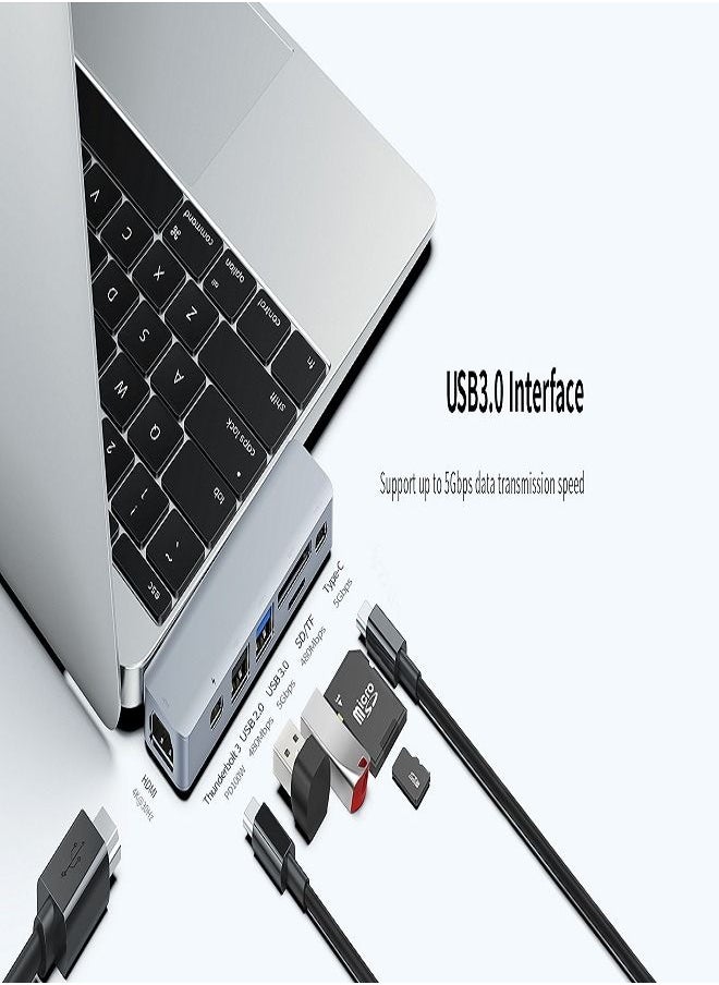 Recci 7 in 2 Hub for iphone 2*Type-C TO HDMI+USB3.0+USB2.0+SD+TF+Type-C+PD RH08  - Image 4