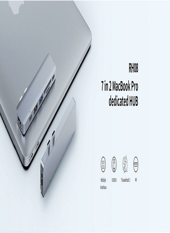 Recci 7 in 2 Hub for iphone 2*Type-C TO HDMI+USB3.0+USB2.0+SD+TF+Type-C+PD RH08  - Image 2